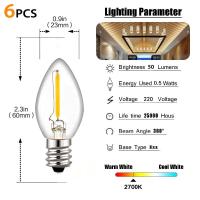 ราคา 6แพ็ค E12 E14หลอดไฟเอดิสัน LED LED เชิงเทียนแบบหรี่ไฟได้ไส้หลอดไฟ C7 0 5W 220V 90 หลอดไฟประหยัดพลังงานสำหรับห้องนั่งเล่น (15145996562)
