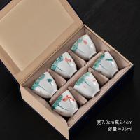 ราคา สีเคลือบด้านใต้ชุดชาถ้วยชาถ้วย Master แก้ชาเซรามิคกระบอกใส่ชาลายดอกบัววาดด้วยมือชุดเดียว (21100786657)