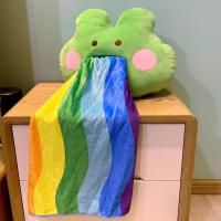 ราคา Ashi หมอนตุ๊กตาหนานุ่มหมอนอิงหัวกบพร้อมผ้าห่มรูปทรงรุ้งเรียนรู้หมอนพักผ่อนที่สำนักงานขนาด46ซม 1ชิ้น (20772959631)