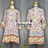 ราคา มินิเดรสผูกหลัง เดรสสั้นพิมพ์ลายสไตล์โบฮีเมี่ยน (20599719173)