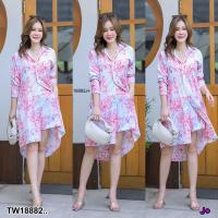 ราคา TW18882 Set2 ชิ้น สาวอวบ เสื้อตัวยาว กางเกงขาสั้น (20254383647)
