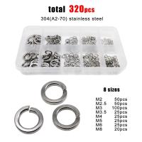 ราคา สปริง GB93 320ชิ้น กล่องสปริงวงแหวนล็อกแบบแยกขนาดชุดคิท M2 M2 5 M3 M4 M5 M6 M8 304 A2สแตนเลสสีดำ (21171088303)