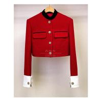 ราคา เสื้อผ้าผู้หญิงฤดูใบไม้ร่วงและฤดูหนาว2023เสื้อโค้ทตัวสั้นกระดุมแถวเดียวผ้าวูลสีแดงแบบเดียวกันกับดารากวางสีขาวสไตล์ชาแนลเรียบหรูแมทช์ลุคง่าย (20722272710)