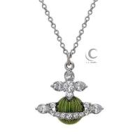 ราคา Vivienne Westwood CC Silixi Queen สร้อยคอโซ่ไหปลาร้าแท้นำเข้า2023แท้สีชมพูอิ่มตัวสีเขียวมะกอกสีเขียวอ่อนของผู้หญิงหรูหราสร้อยคอสไตล์เฉพาะสีเงินเครื่องประดับ (20639420276)