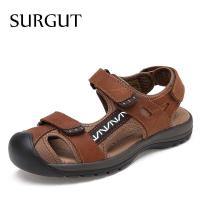 ราคา SURGUT หนังแท้สำหรับผู้ชายรองเท้าแตะรัดส้นชายคลาสสิกสำหรับผู้ชายชายหาดกลางแจ้งรองเท้าเดินป่าในน้ำรองเท้าแตะโรมัน (20186828283)