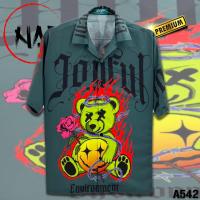 ราคา เสื้อฮาวายลายหมีไฟกุหลาบ A542 (16814062883)