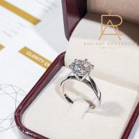 ราคา แหวนเงินแท้ ฝังเพชร Moissanite 3 กะรัต พร้อมใบเซอร์ (18806966180)