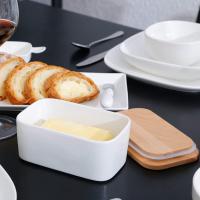 ราคา Sweese ขนาดใหญ่จานใส่เนย Airtight Butter Keeper ได้ถึง2 Sticks เนย ภาชนะพอร์ซเลนพร้อม Beech ไม้ฝาปิดสีขาว (7665458025)