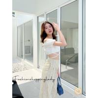 ราคา New Collection กางเกงเอวสูงขากระบอกซิปหลัง ผ้าลายริ้ว เนื้อผ้าลินิน มีทั้งหมด 4 สี น้ำตาล ดำ เหลือง ฟ้า (19203952286)