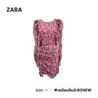 ราคา Zara เดรสลายดอกสีแดง ดีเทลจีบเอว A019 72 (19788785151)