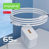 ราคา Maimi T47 ชุดชาร์จ Type C ชาร์จเร็ว 65W แท้ QC 3 0 ปลั๊กชาร์จเร็ว Maimi C76 หัวชาร์จชาร์จเร็ว 65W สำหรับ Samsung Xiaomi Huawei Vivo รับประกัน1ปี (16047091504)