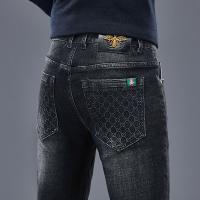ราคา Burberry กางเกงยีนส์ผู้ชายกางเกงแบรนด์อินเทรนด์กางเกงยีนส์ยืดเข้ารูประดับไฮเอนด์สำหรับกางเกงผอมยาว (20959378389)