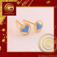 ราคา GGOLD ต่างหูทอง96 5 แท้ 0 6 กรัม ลายหัวใจหลุยส์ ลงยา ฟรี แป้นต่างหูพลาสติก G 00412 (20512753110)