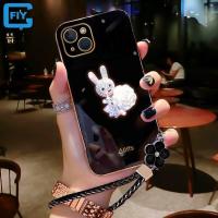 ราคา เคสไอโฟน เชือกสั้นสำหรับ iPhone 14 Pro Max 13 Pro Max 12 Pro Max 11 Pro Max 14 Plus 13 Mini 12 Mini XR XS Max 8 7 6S 6 Plus เคสโทรศัพท์ลายกระต่ายน่ารักดอกไม้ (17314323540)