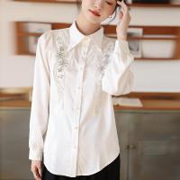 ราคา REHIN Women S Top Autumn New Heavy Duty Sequins With Diamonds Long Sleeve Shirt Loose Lapel White Elegant Blouse (16546401102)