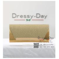 ราคา กระเป๋าออกงาน พร้อมส่ง คลัชออกงาน เรียบ โก้ ถือไปงานแต่งเช้า กลางวัน กลางคืน สวย หรูแบบดารา TE086 GLD ทอง (7476353267)