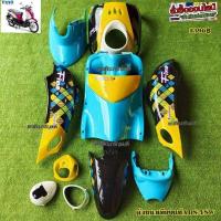 ราคา ชุดสีฟีโน่เก่า สีฟ้าโดตัดขาวตัดเหลืองตัดดำj1 มี12ชิ้น (14898680876)