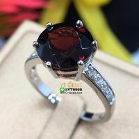 ราคา แหวนโกเมน แหวนเงินแท้ ชุบทองคำขาว พลอยโกเมนแท้ YTG 8552 (17405592471)