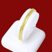 ราคา สร้อยข้อมือหุ้มทอง ไม่ลอกไม่ดำ ลายเลสตัดเงา หนัก1บาท ยาว7นิ้ว สร้อยข้อมือทองปลอม เหมือนจริงที่สุด ทองโคลนนิ่ง สร้อยข้อมือ (17447893017)