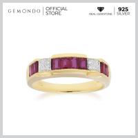 ราคา Gemondo แหวนเงินแท้ 925 ชุบทอง 18K ทับทิมสยาม Siam Ruby และเพชร Diamond ดีไซน์คลาสสิต (5863176581)