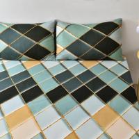 ราคา Dansunreve ผ้าปูที่นอนรัดมุม หรือ ปลอกหมอน ลายเรขาคณิต ผ้าปูที่นอนไฟเบอร์เคมี 5 ฟุต 6 ฟุต (9443324327)