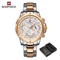 ราคา NAVIFORCE Men Business Watch Casual Wristwatch Waterproof 3ATM Quartz Chronograph Gold Watches Stainless Steel Original Brand (20682010253)