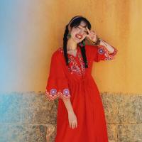 ราคา NEW MALL เดรสยาว เดรสไปทะเล ชุดไปทะเลสวยๆ ชุดเที่ยวทะเล2022 ชุดทะเลผู้หญิง ชีฟอง กระโปรงสีขาวปักลายชาติพันธุ์ 031410 (16874500699)