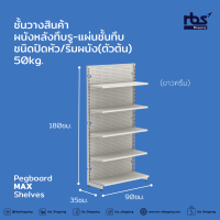 ราคา Pegboard MAX Shelves ชั้นวางสินค้าผนังหลังทึบรู แผ่นชั้นทึบ ชนิดปิดหัว ริมผนัง ตัวต้น 50kg (18500616701)