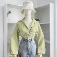ราคา เสื้อ เสื้อแฟชั่นผญ เสื้อแขนยาว เสื้อผู้หญิง เสื้อยืด ผญสวย ๆ เสื้อแฟชั่นผญ2023 เสื้อยืดผู้หญิง K15 เสื้อครอปเชิ้ตแขนยาวจั้มเอว พร้อมส่ง (20143886439)