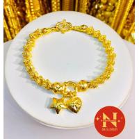 ราคา สร้อยข้อมือทอง ลายพิกุลห้อยหัวใจดาว นำ้หนัก1บาท ทองสวยเสมือนทองจริง ทองหุ้ม ทองชุบ ห้างทองนพคุณ (19380055347)