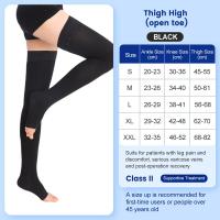 ราคา Cofoe 1คู่ถุงเท้าการบีบอัดระดับ2ถุงน่องต้นขา23 32 MmHg ต้นขาหลอดเลือดดำถุงเท้าสำหรับเส้นเลือดขอดความดันเปิดนิ้วเท้า Leggings ถุงน่องการบีบอัดสำหรับผู้ชายผู้หญิงป้องกันเส้นเลือดขอด (16512842507)