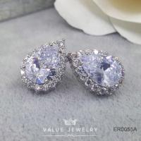 ราคา ต่างหูแป้น ทรงหยดน้ำ คริสตัลวิบวับ ล้อมเพชรเพิ่มความหรู ขนาดใหญ่ สวยดั่งเพชรแท้ ตุ้มหู เครื่องประดับ ER0055 ValueJewelry (10176995387)