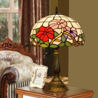 ราคา MOONLIGHT 30cm Vintage Tiffany Bedroom Lamp European and American Stained Glass Craft Bedside Lamp Pastoral Bar Mediterranean Light (10890924744)