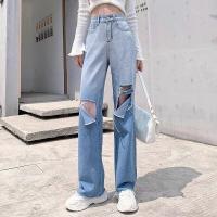 ราคา Cici 0333 กางเกงยีนส์ขายาว ทรงกระบอกไล่สีแต่งขาด2ข้าง ดีเทลลูกไม้ตรงขาด สไตล์เกาหลี (16059097637)