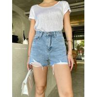 ราคา ขาสั้นยีน เอวสูง ผ้าไม่ยืด งานป้ายพรมทอง No 30076 (15210413680)