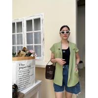 ราคา ป้าย ELFเสื้อเบลเซอร์คอปกสูท แขนสั้น ทรงยาวคลุมสะโพก อัดกาวทั้งตัว ดีเทลเจาะกระเป๋า 2 ข้าง ทรงสวย ผ้าเนื้อดี หลากหลายสี (20472699462)