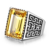 ราคา แหวนเครื่องประดับวงแหวนอัญมณี Charming ขนาดใหญ่แนววินเทจแหวนประดับบุษราคัมของผู้ชาย (19853056392)