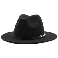 ราคา Men Women Wide Brim Wool Felt Jazz Fedora Hats British Style Trilby Party Formal Panama Cap Black Yellow White Dress Hat 56 61CM (16123231849)