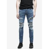 ราคา กางเกงยีนส์ผู้ชายใหม่ Zip Up Slim Biker กางเกงยีนส์ Justin Bieber กางเกงยีนส์ Vintage Shredded Blue Mens Jeans (8689643190)