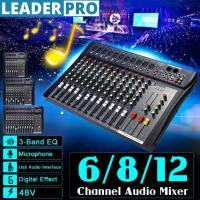 ราคา 48V 6 8 12 Channel Microphone Digital Sound Mixing Amplifier Console Professional Karaoke Audio Mixer Audio USB Power (20072680771)