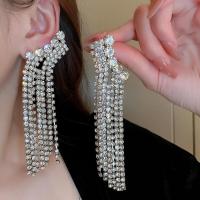 ราคา Korean version earrings silver needle inlaid with rhinestone long chain tassel earrings high grade feeling earringsเกาหลีรุ่นต่างหูเข็มเงินฝัง Rhinestone โซ่ยาวพู่ต่างหูพรีเมี่ยมความรู้สึกต่างหู (1749