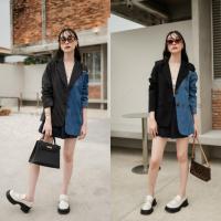 ราคา เสื้อสูททรงโอ เวอร์ไซส์ทูโทน แต่งยีนส์ครึ่งตัว VSHOP (20286001729)