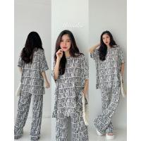 ราคา ชุดเซต 2 ชิ้น เสื้อแขนสั้นความยาวคลุมสะโพก มาคู่กางเกงเอวยางยืดขายาว ชุดเซต ชุดเซ็ท Yunaka (19365585493)