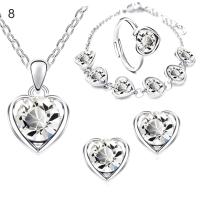 ราคา 4ชิ้น เซ็ตเงาสง่างามสร้อยคอต่างหูสร้อยข้อมือแหวนปรับผู้หญิง Rhinestone หัวใจจี้สร้อยคอชุดเครื่องประดับสร้อยคอต่างหูสร้อยข้อมือ (11572721954)