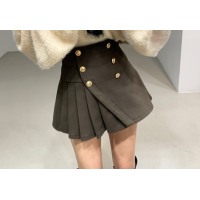 ราคา Autumn Loose O Neck Lantern Sleeve Knitted Sweater Letter Print Tops Woolen Irregular Pleated Skirt Shorts Fashion Retro Sets (11312814582)