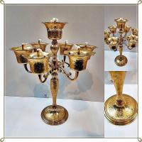 ราคา ตะเกียงน้ำมัน 7 ช่อ ตะเกียงจุดน้ำมันทองเหลืองตอกลาย สูง 14 นิ้ว (9131230515)