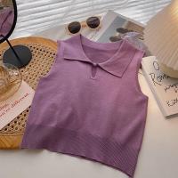 ราคา FF fashion เสื้อครอปไหมพรม ไหมพรมแขนกุดคอปก สีพื้น แต่งกระดุมโชว์เว้าหน้าอกเซ็กซี่ A8 (14232323915)