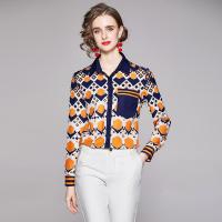 ราคา Runway Designer Women Summer Long Sleeve Bird Print Chiffon Blouse And Tops Lace Up Bow Tie V Neck Blusas Ladies Shirt (20140203629)