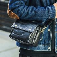 ราคา Porter Mens Leather Messenger Bag Top Layer Cowhide Yoshida Small Bag Handmade Retro Casual Messenger Bag Horizontal Shoulder Bag (20329299904)