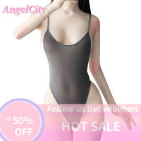 ราคา AngelCity ชุดว่ายน้ำ Halter ชุดว่ายน้ำสูงตัดชุดว่ายน้ำสตรีบอดี้สูท One Piece Bathing suits (20922729953)